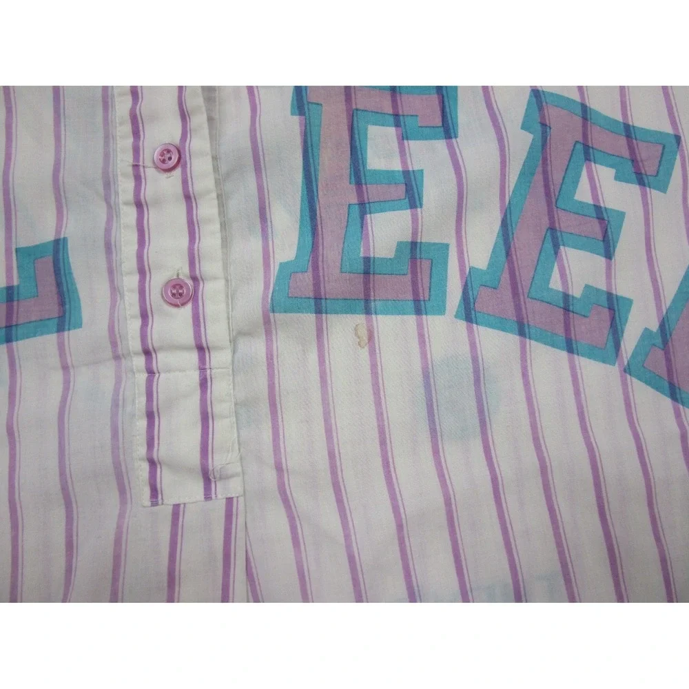 Vintage 80s ESLEEP Nightgown Striped Baseball Ballpark Nightgown 1988